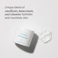 Texture close-up of Nu Skin Rejuvenating Cream highlighting silky finish