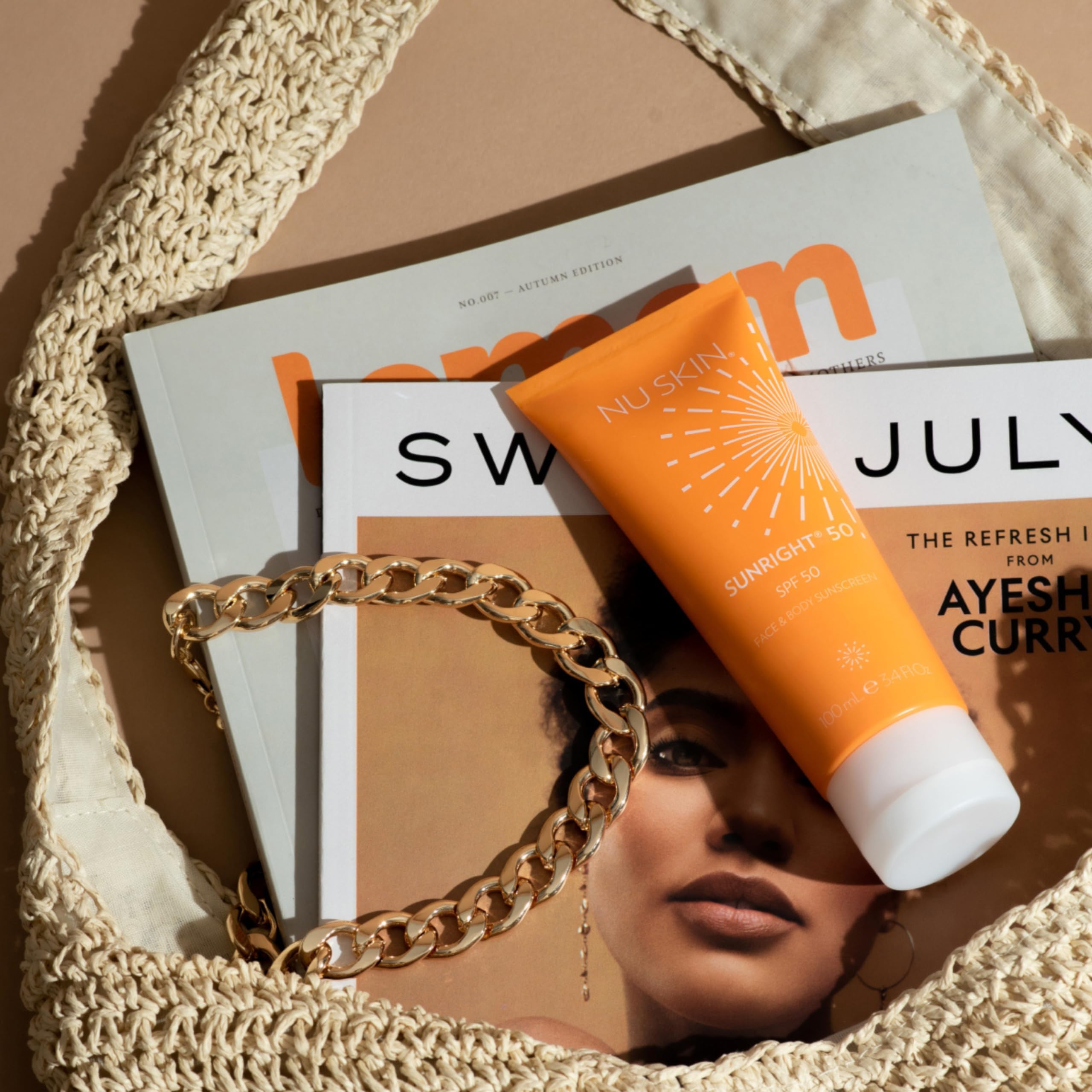 Nu Skin Sunright packaging shows 3.4 oz tube