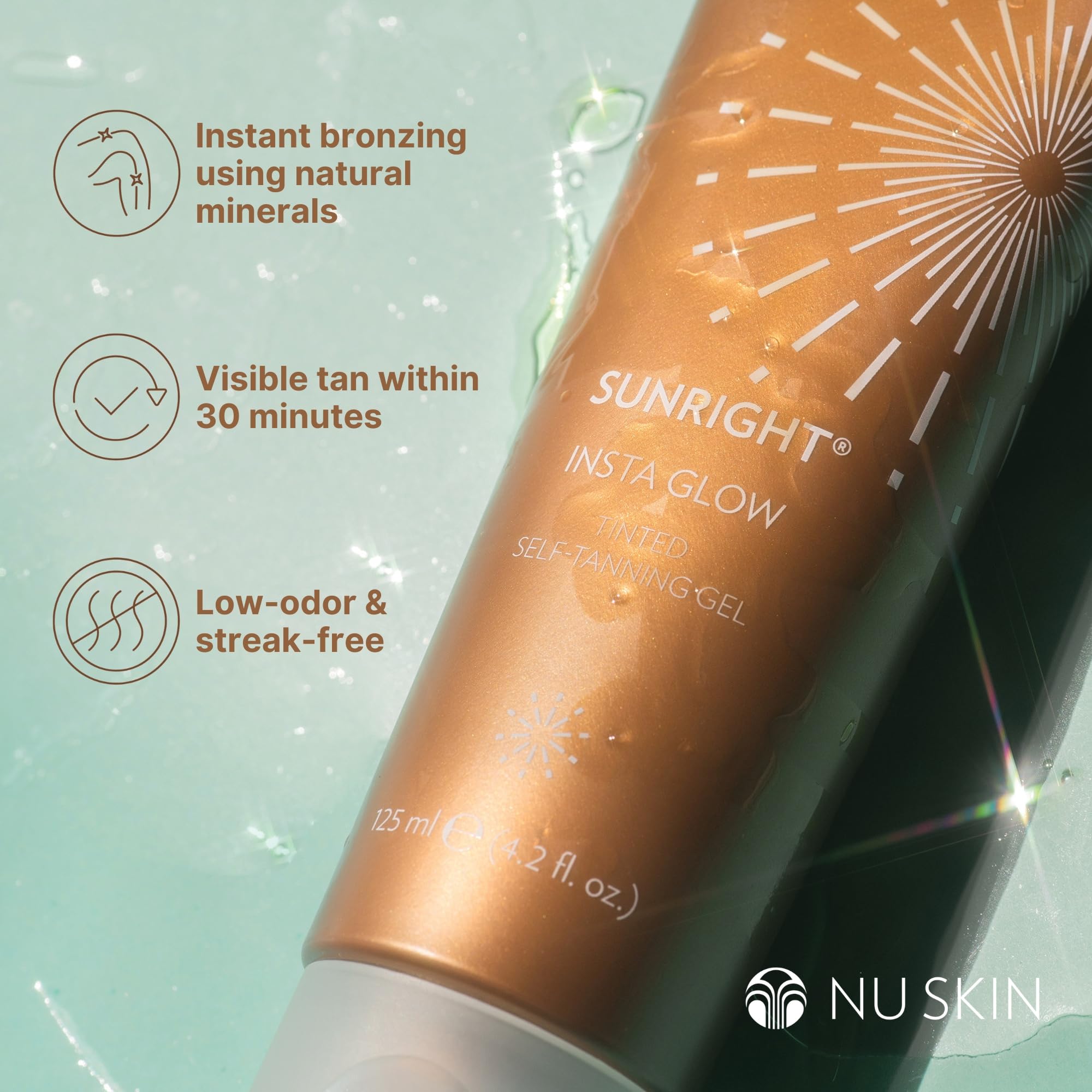 Nu Skin Sunright Insta Glow Self Tanner Gel low-odor technology for daily use