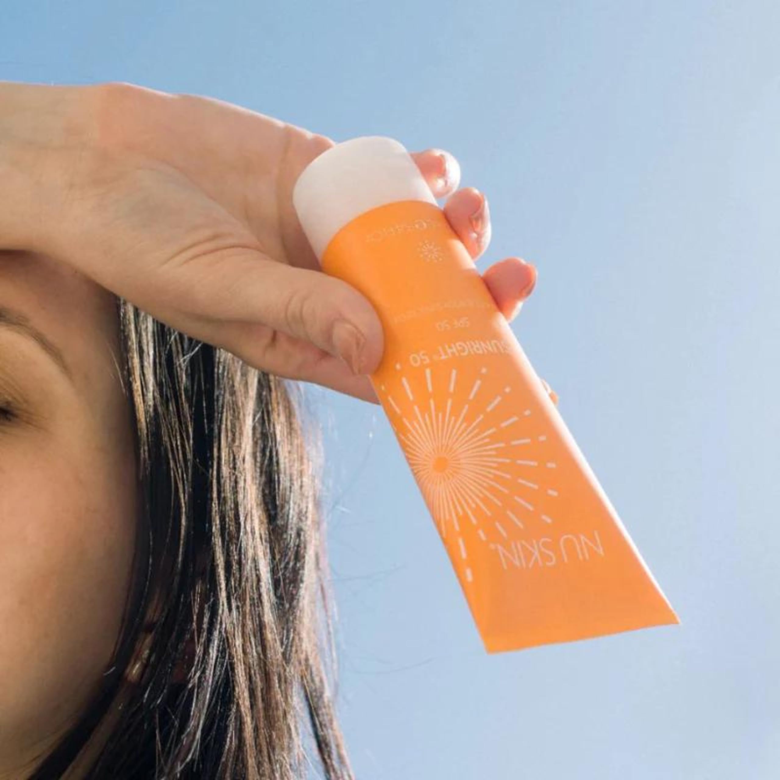 Nu Skin Sunright sunscreen with a clean non greasy feel