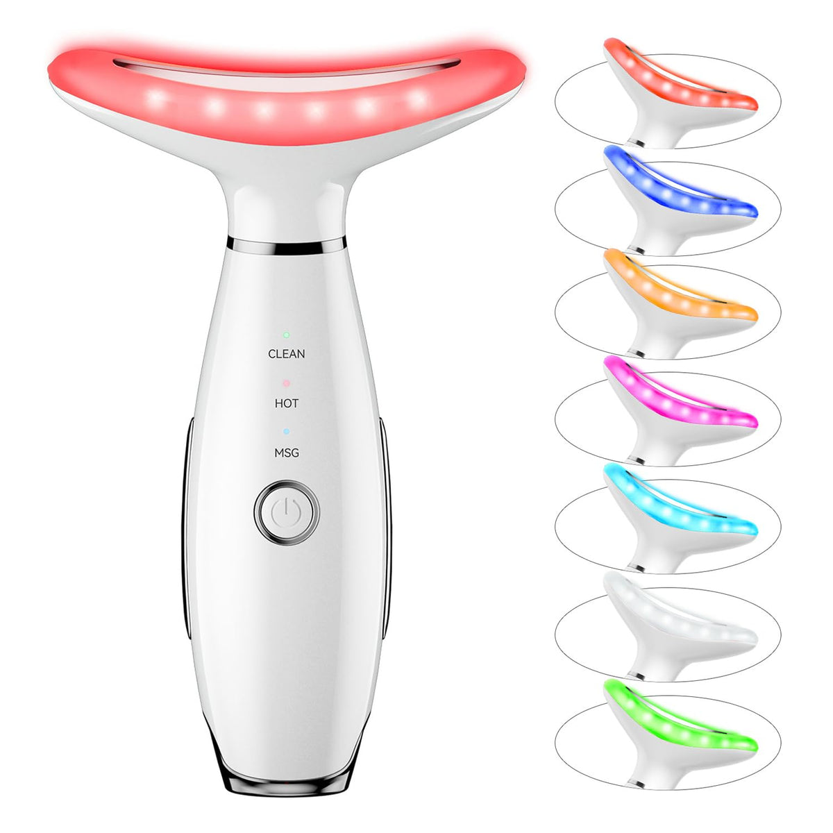 NUAKENE 7-color neck and face massager front view for at-home spa experience.