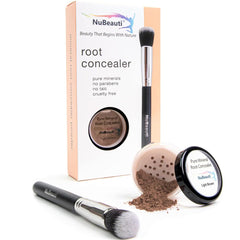 NuBeauti Hair Root Touch Up Powder Light Brown with brush for precise root concealment
