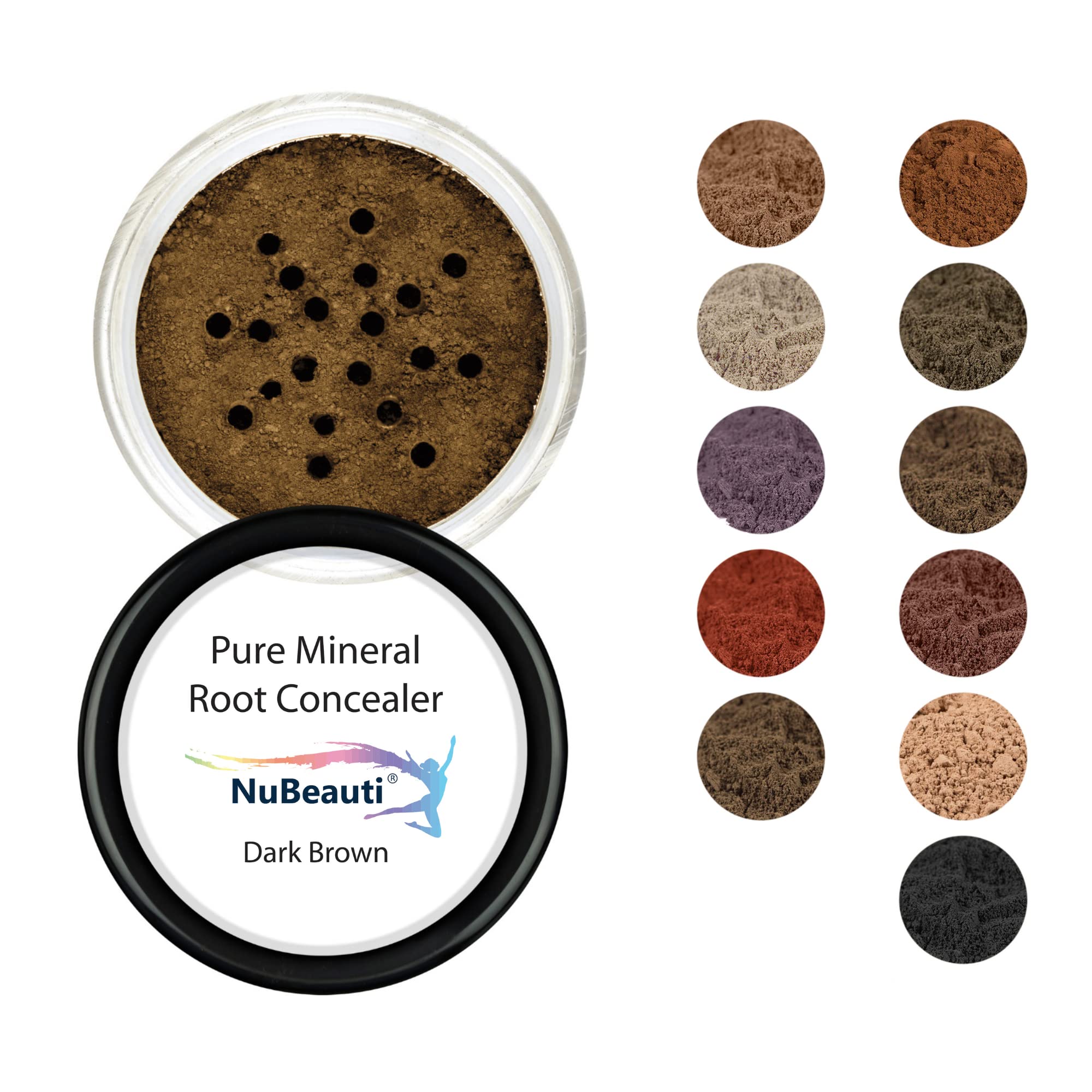 NuBeauti root touch-up powder applies to roots for seamless color blend