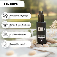 Nubi Hair Silky Smooth Serum ingredients featuring aloe vera for hydration.