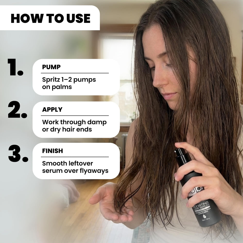 Nubi Hair Silky Smooth Serum ingredients featuring marula oil for nourishment.