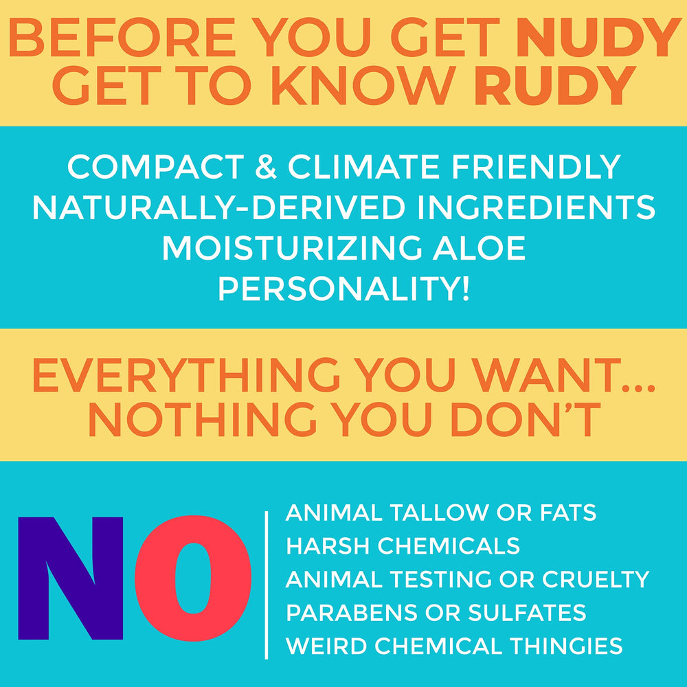 Nudy Rudy compact duo visuals suggest travel-friendly, giftable bathroom essentials
