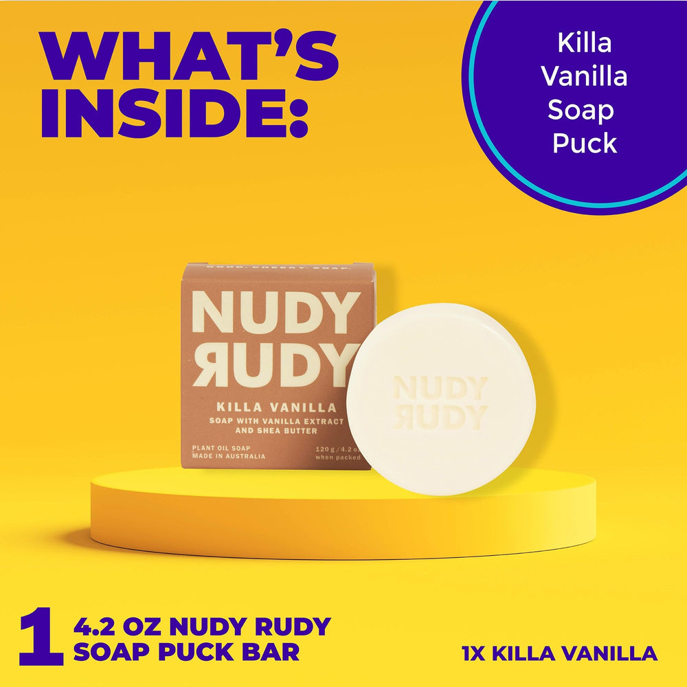 Nudy Rudy Triple Milled Bar offers a smooth, lasting texture.