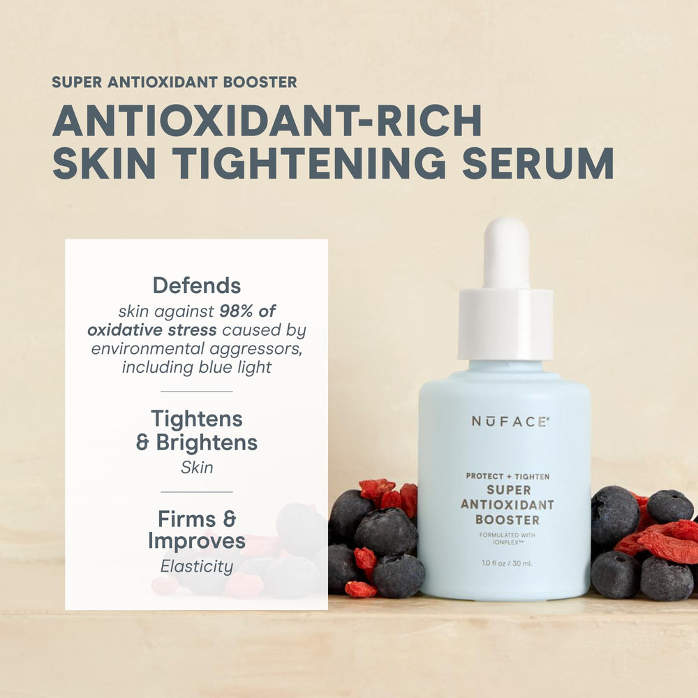 NuFACE Antioxidant Serum pump dispense demonstrates easy, precise application for daily protection