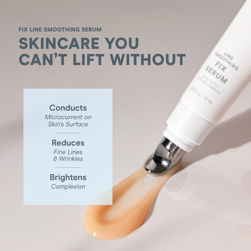 Applying NuFACE FIX Serum on the face before microcurrent treatment.