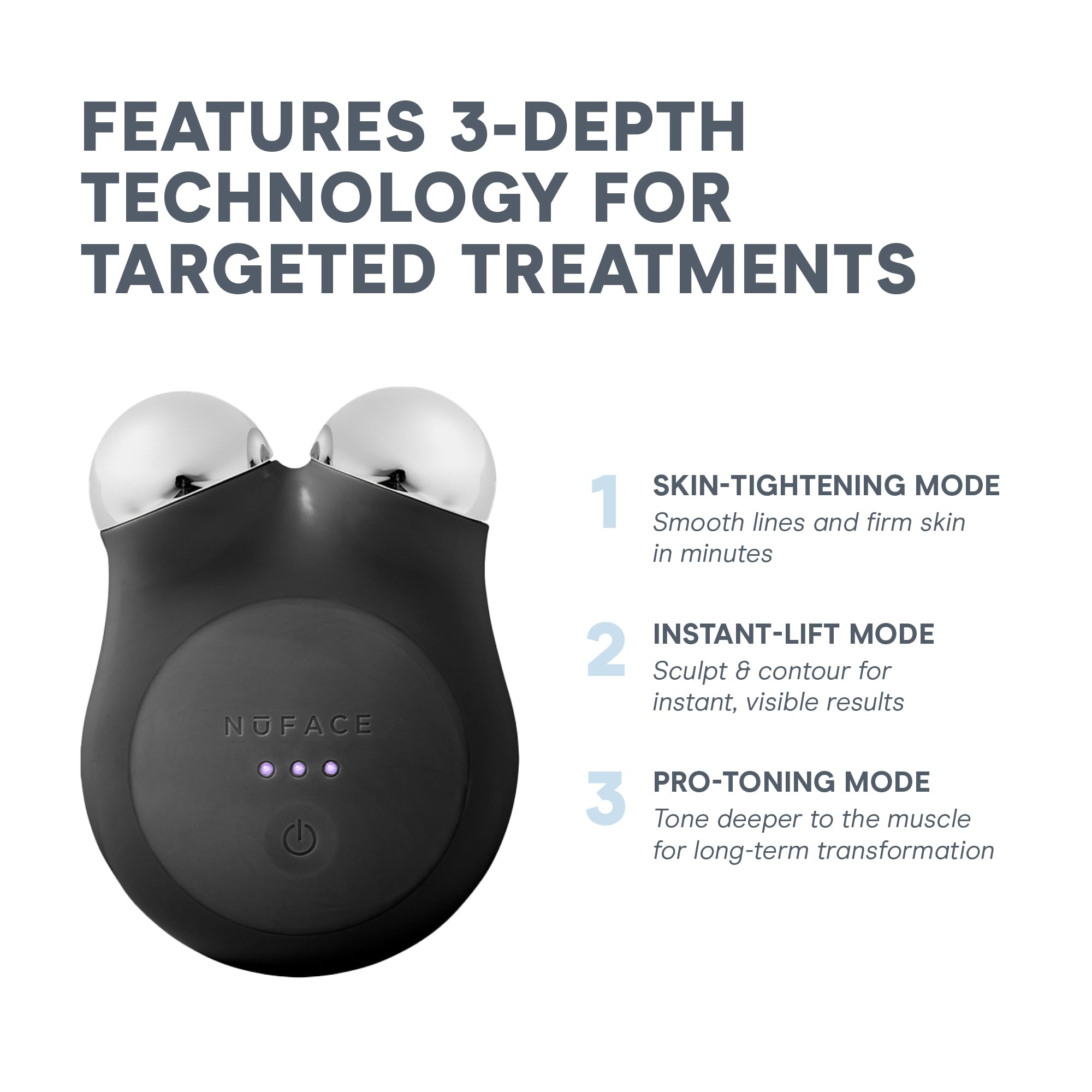 NuFACE MINI+ in use for jawline lift and cheek contour.