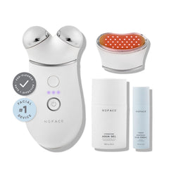 NuFACE Trinity+ device front view showing at-home facial lifting potential.