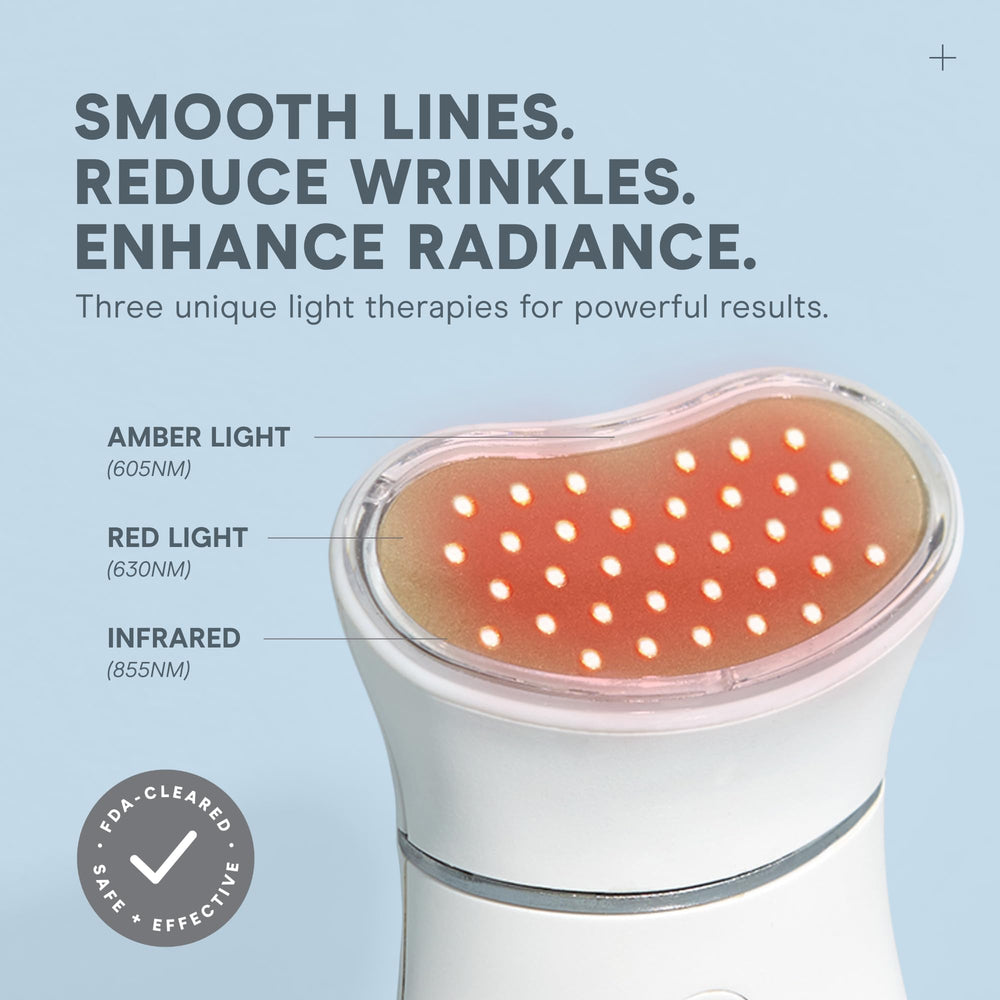 NuFACE Trinity+ Silk Crème demonstrates firming and brightening during routine.
