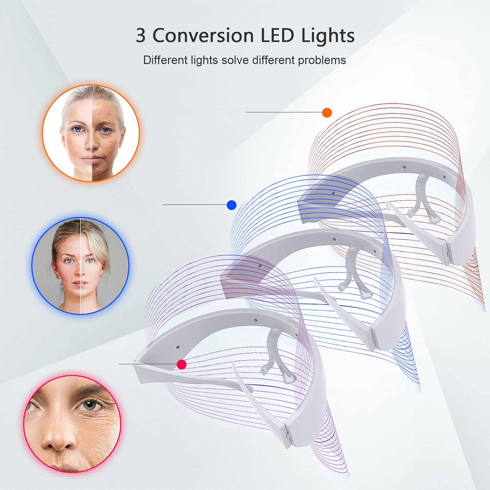 NUFR LED face mask emitting orange light on the face for smoother texture