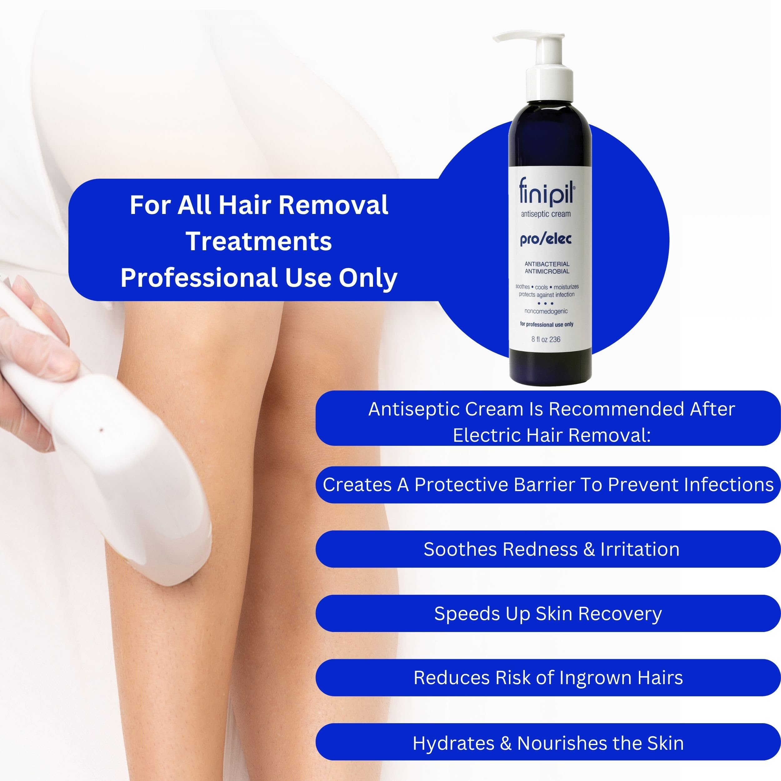 Applying Nufree Finipil Pro Elec antiseptic cream to treated follicles.