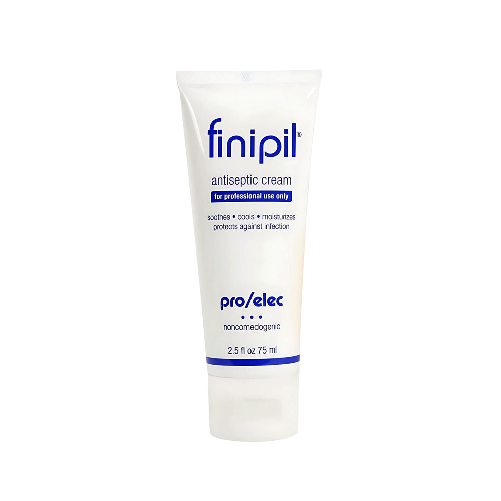 Nufree Finipil Pro Elec antiseptic cream bottle closeup for post-treatment soothing
