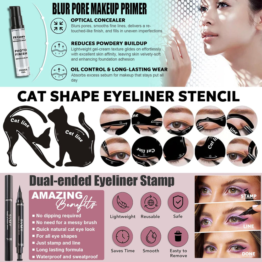 NUIBO All-in-One Makeup Kit eyeliner and mascara for precise definition.