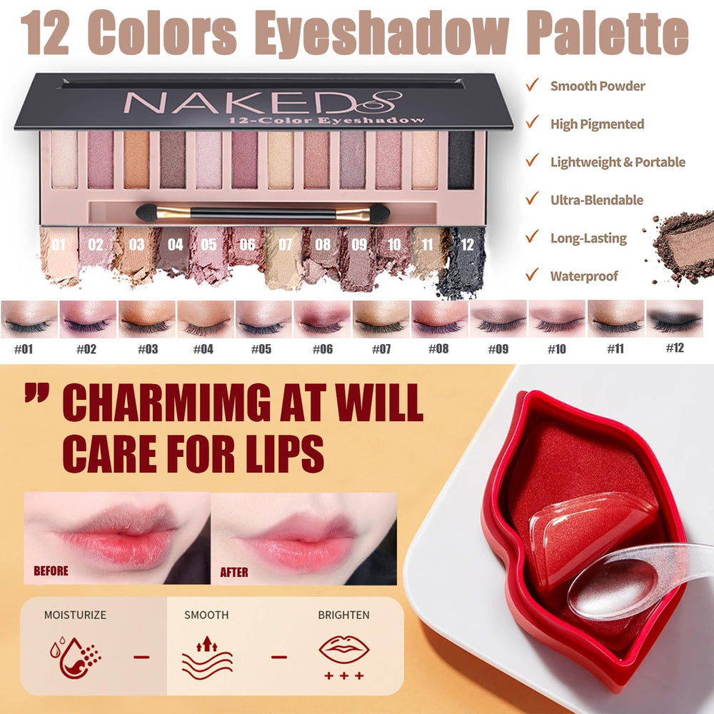 NUIBO All-in-One Makeup Kit eyeshadow palette close-up with vibrant colors.