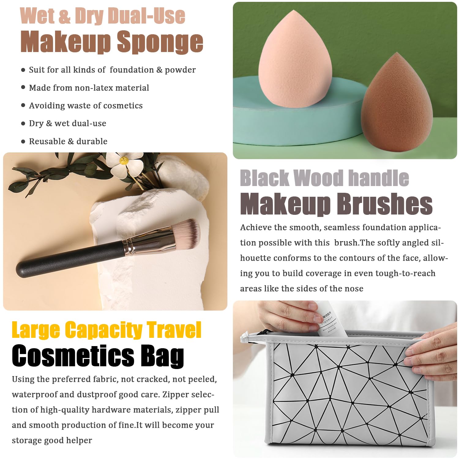 NUIBO Cosmetic Bag keeps makeup organized on the go.