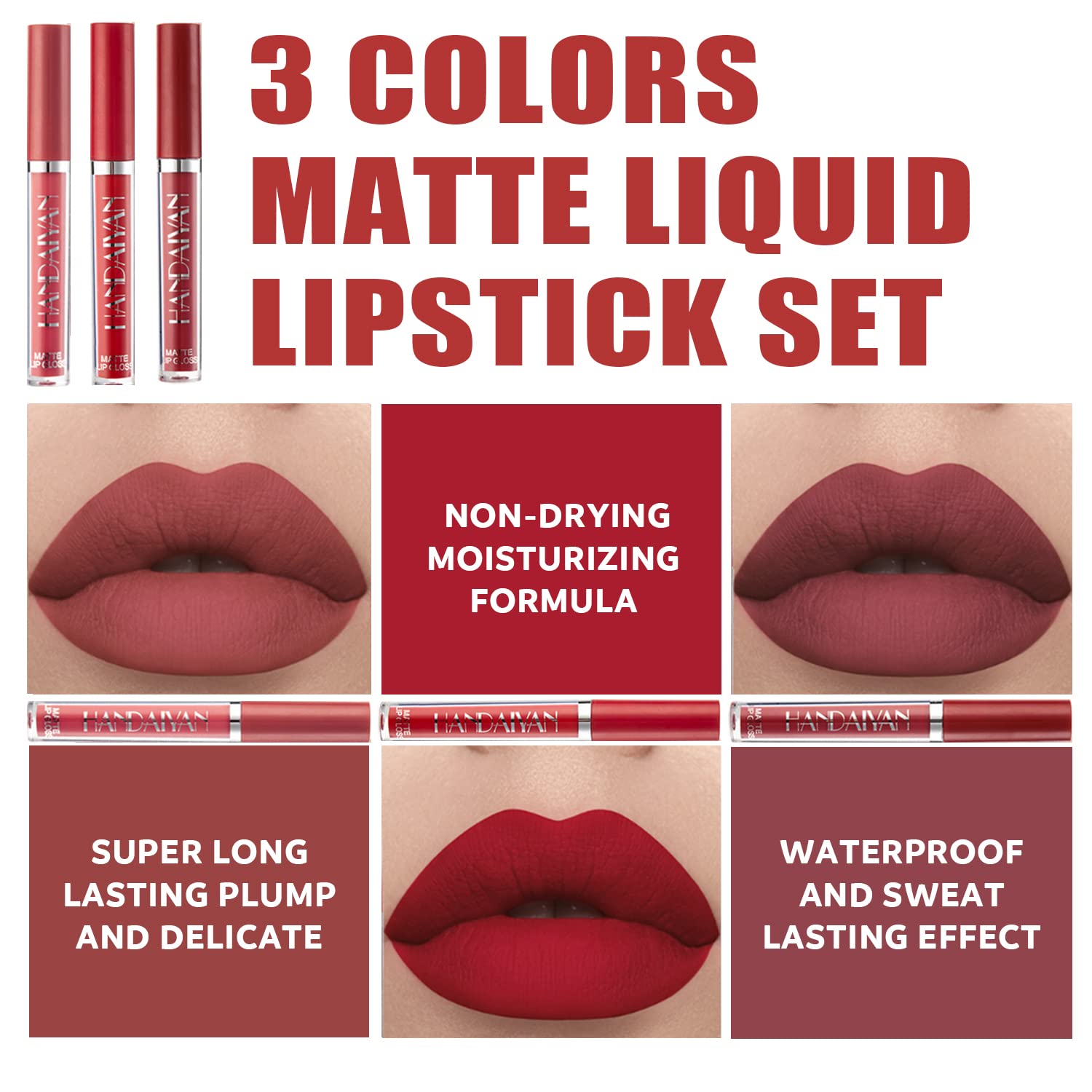 NUiBO lipstick trio with creamy shades for day-to-night wear.