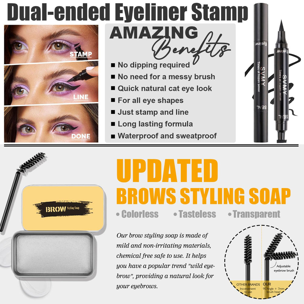 NUiBO waterproof mascara and eyeliner stamp set for long-lasting definition