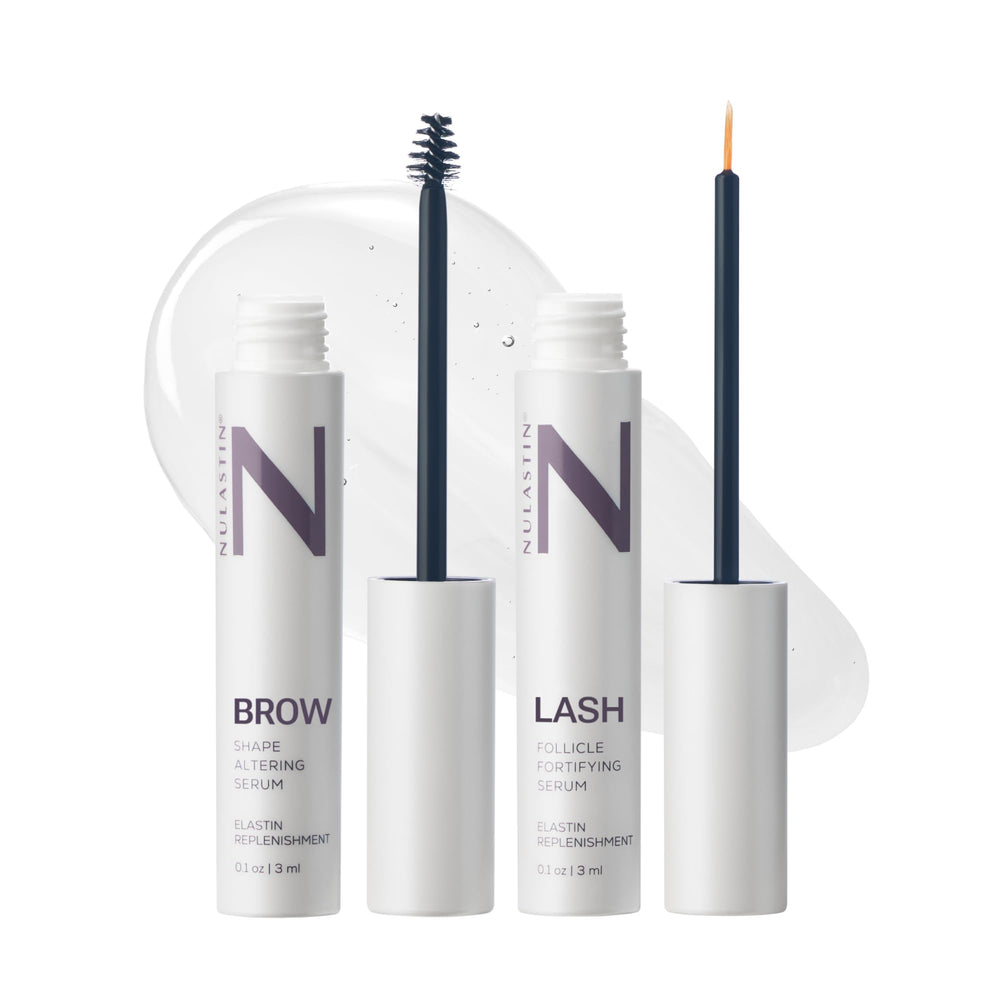 NULASTIN eyelash serum bottle close-up for conditioning lashes and a glossy finish.