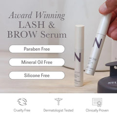 NULASTIN eyelash serum brush-application showing precise top-lid use.