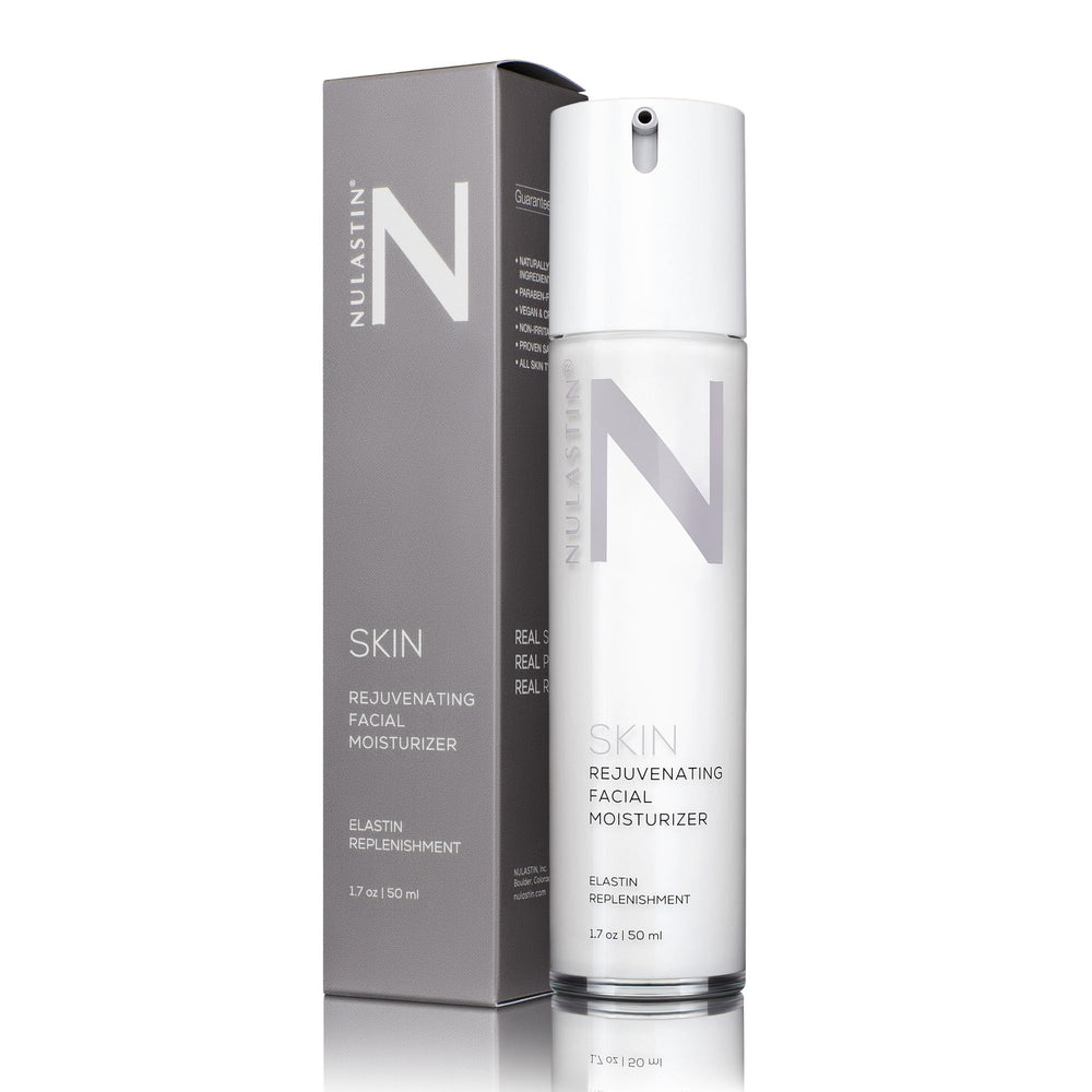 NULASTIN Hydrating Face Moisturizer bottle close-up highlighting Elastaplex for smoother skin.