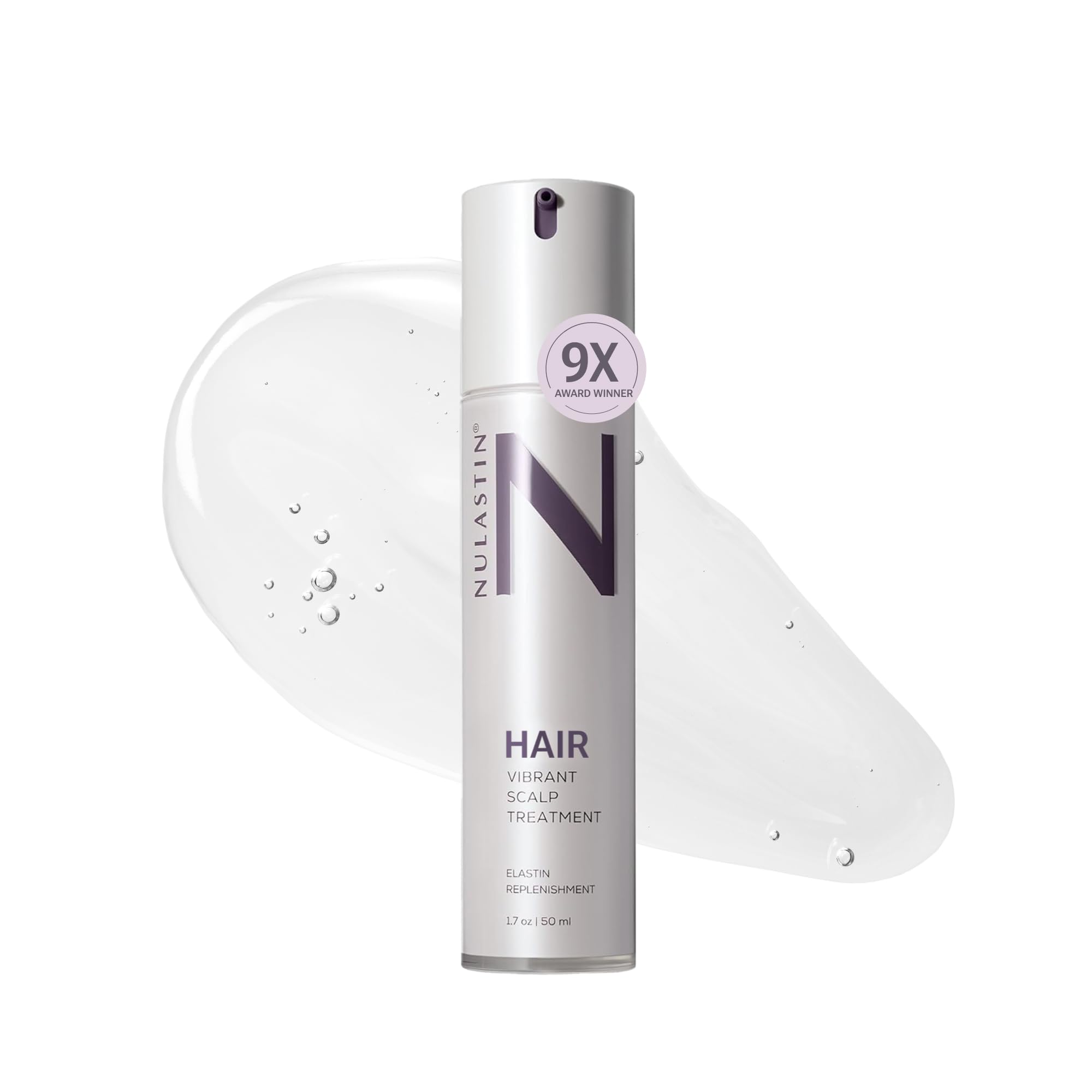 NULASTIN scalp serum bottle shown for premium hair support and easy daily use.