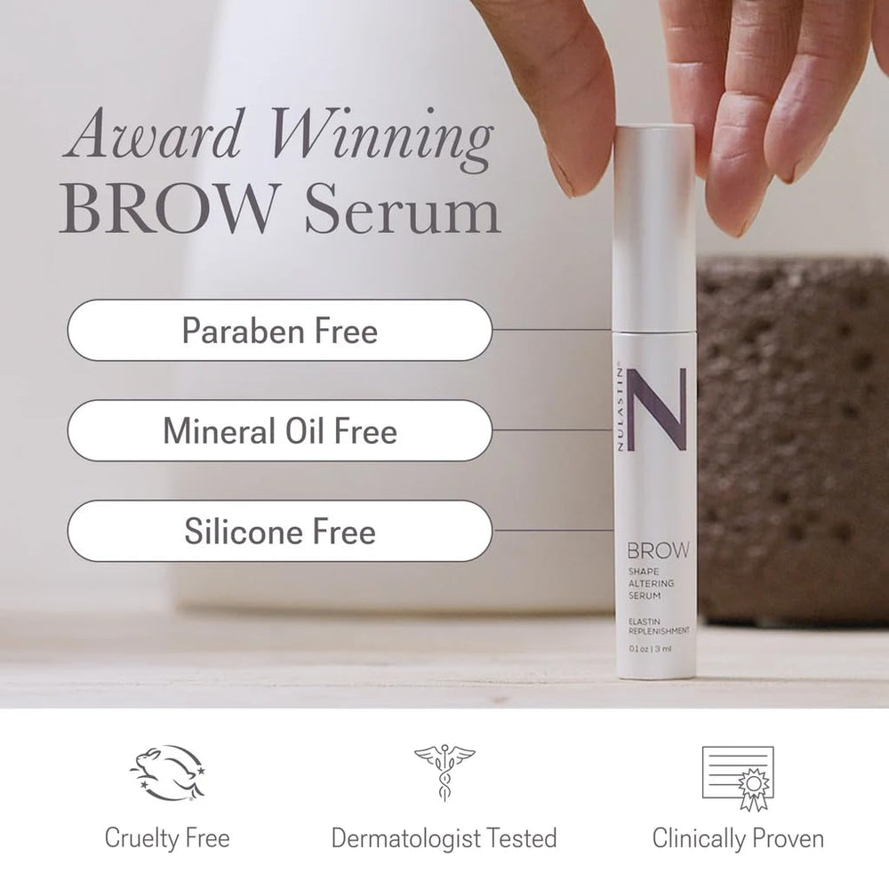NULASTIN Shape Altering Eyebrow Serum brush in action for precise brow coating