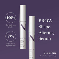 NULASTIN Shape Altering Eyebrow Serum clear-tube design shows product fill for easy application.