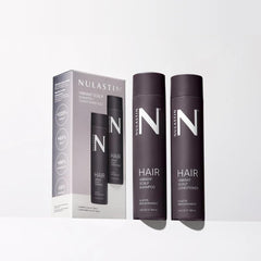 NULASTIN Vibrant Scalp Shampoo pump closeup highlighting sulfate free cleansing benefits