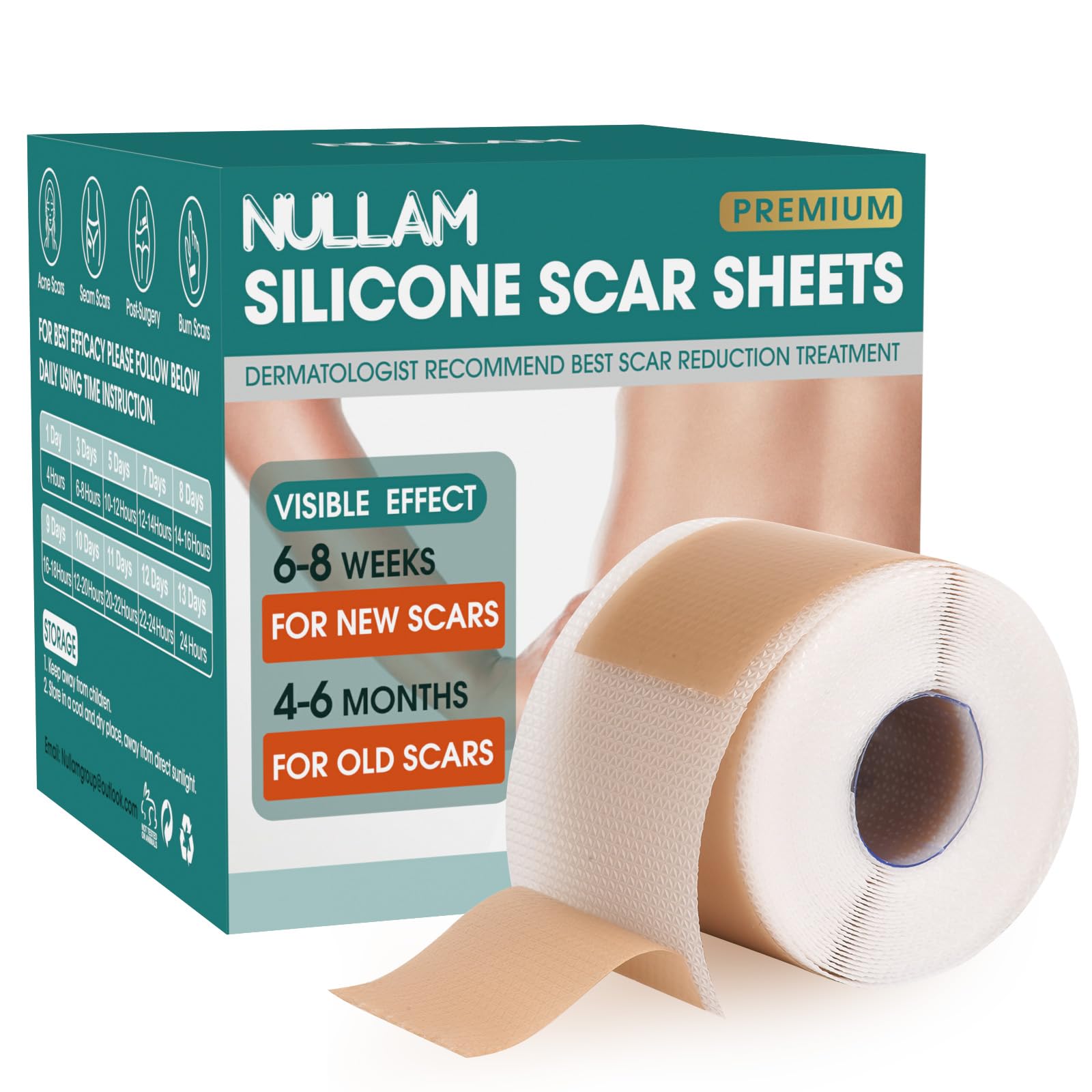 Nullam silicone scar sheets close-up showing soft, breathable fabric for comfort.