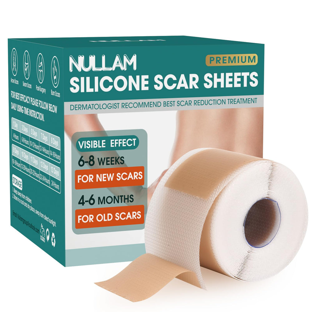 Nullam silicone scar sheets close-up showing soft, breathable fabric for comfort.