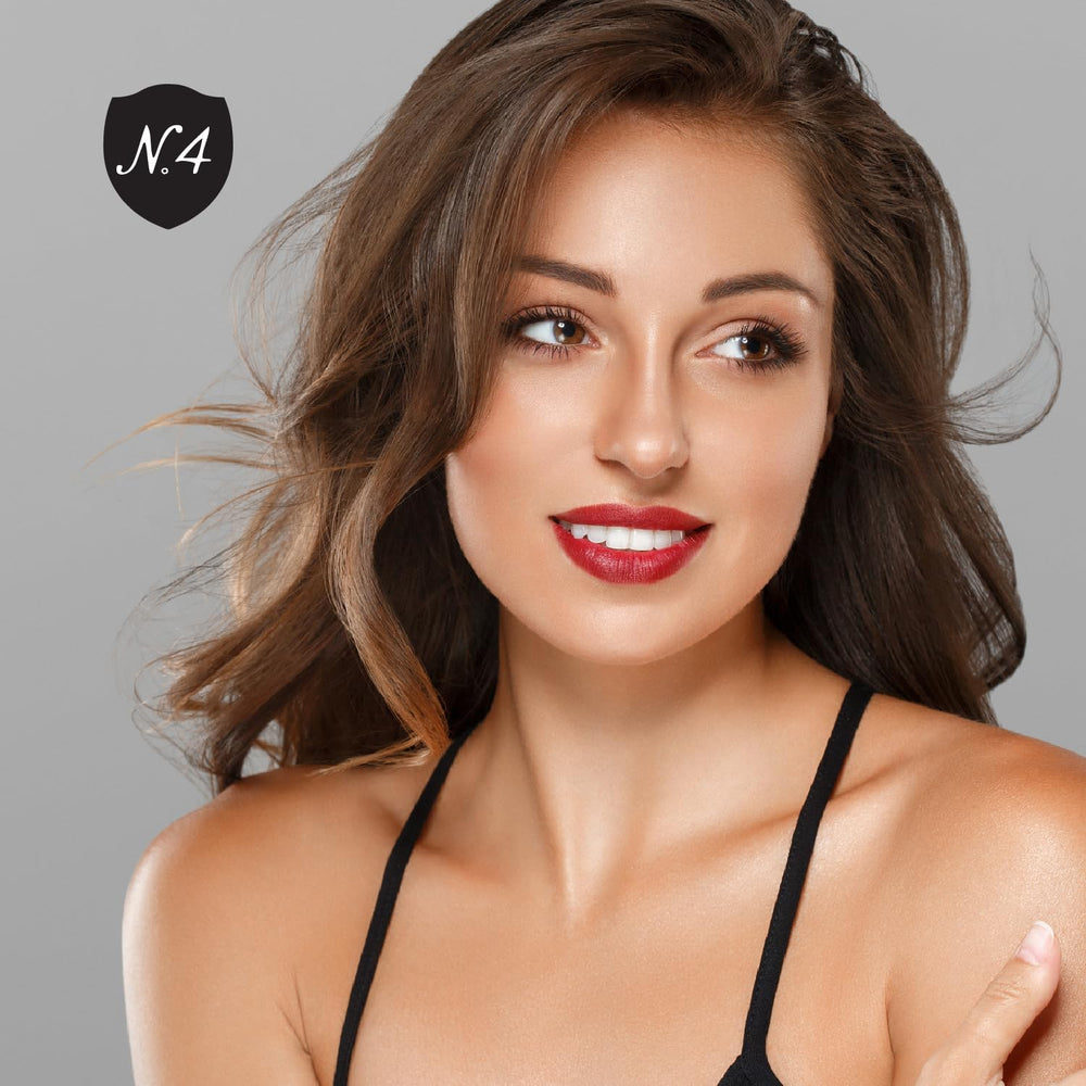 Number 4 Hair Shampoo glossy finish enhances radiant hair texture.