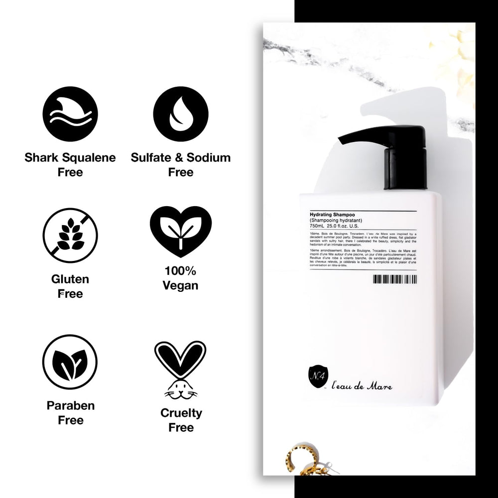 Number 4 Hydrating Shampoo travel-size bottle ideal for on-the-go hair care.