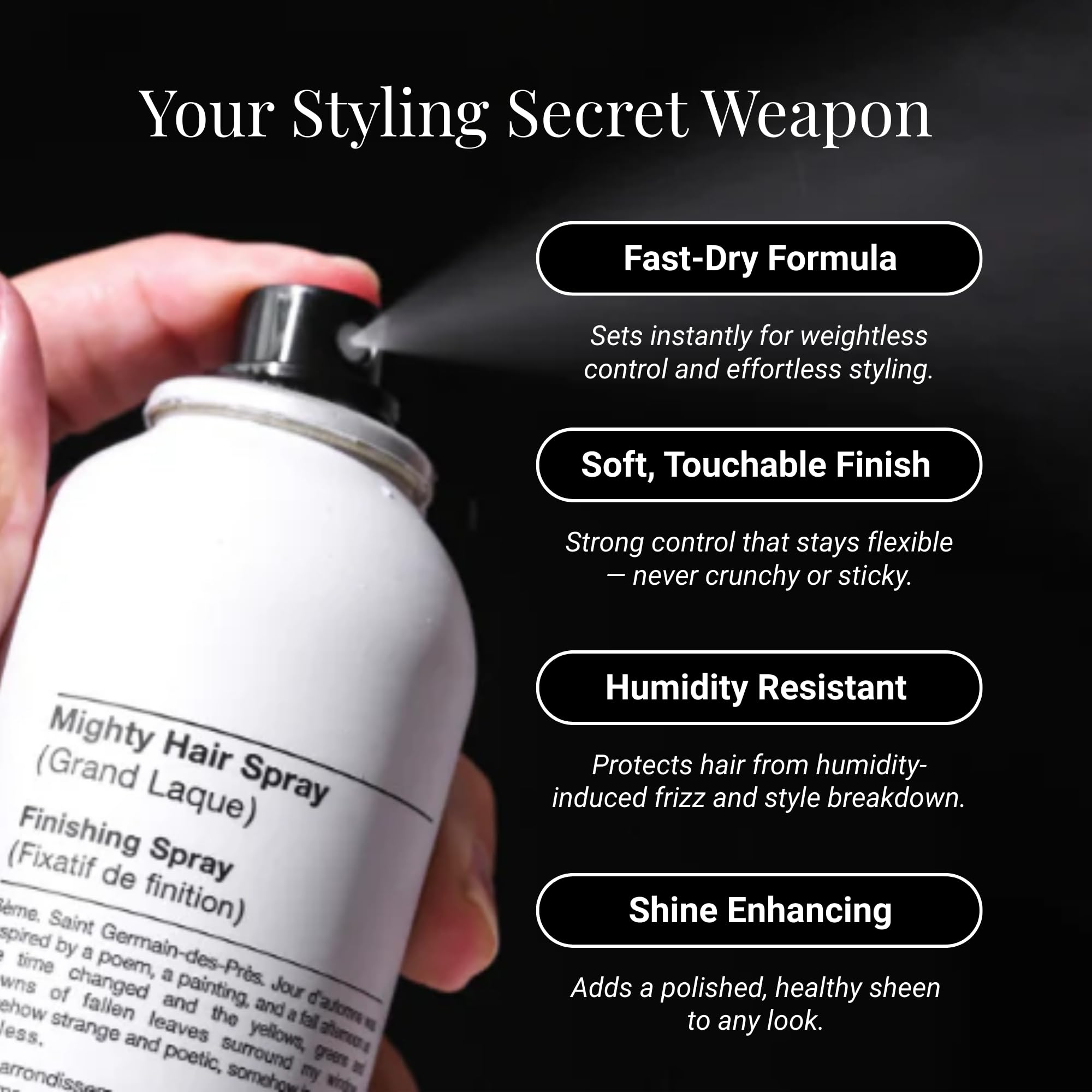 Number 4 Mighty Hair Spray color protection for vibrant hair.