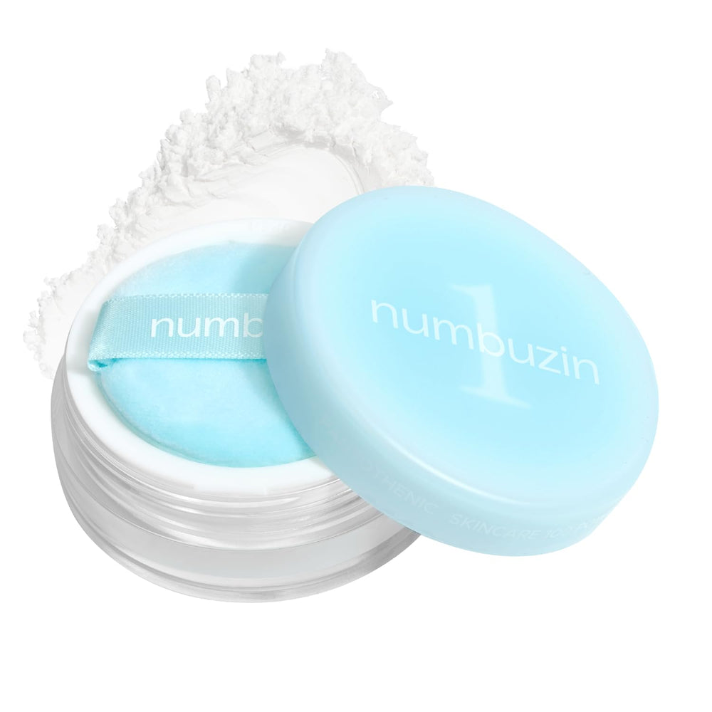 Numbuzin No.1 Powder bottle closeup demonstrates oil-control for blemish-prone skin.