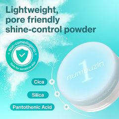 Numbuzin No.1 Powder texture swatch highlights subtle, oil-absorbing finish.
