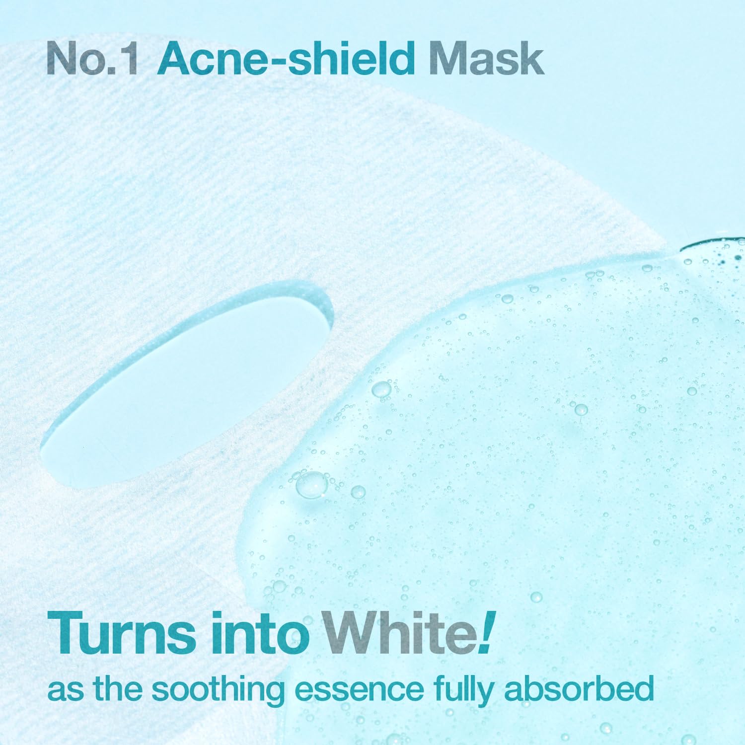 Numbuzin No.1 sheet mask on the face showing immediate hydration and soothing effect.