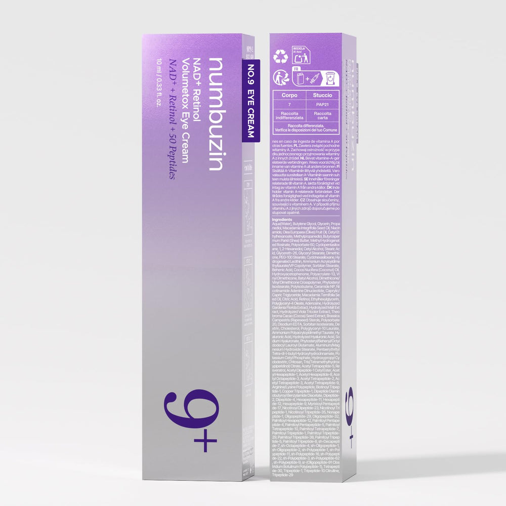 Numbuzin No.9 eye cream promotes firmer-looking skin around the eyes.