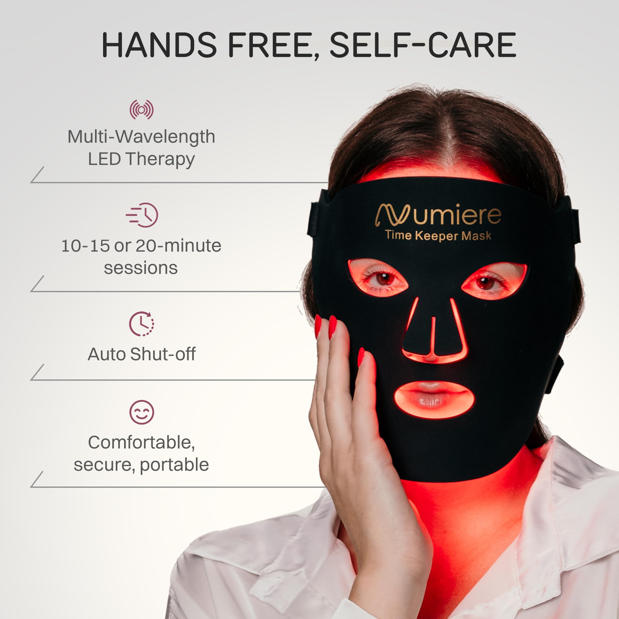 Numiure Time Keeper adjustable head strap close-up showing comfortable fit