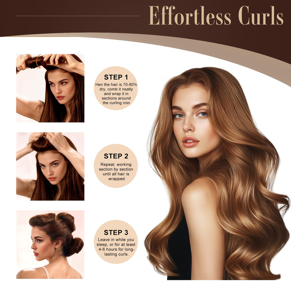 Nunflue silk scarf in use supports secure, heat-free hair shaping overnight.