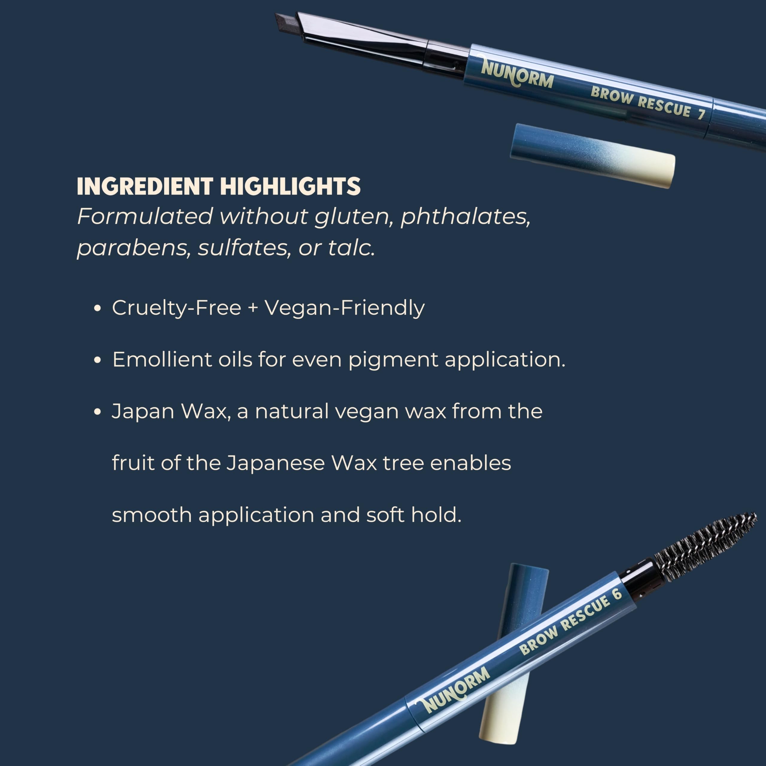NuNorm Brow Rescue packaging for easy, portable touch-ups