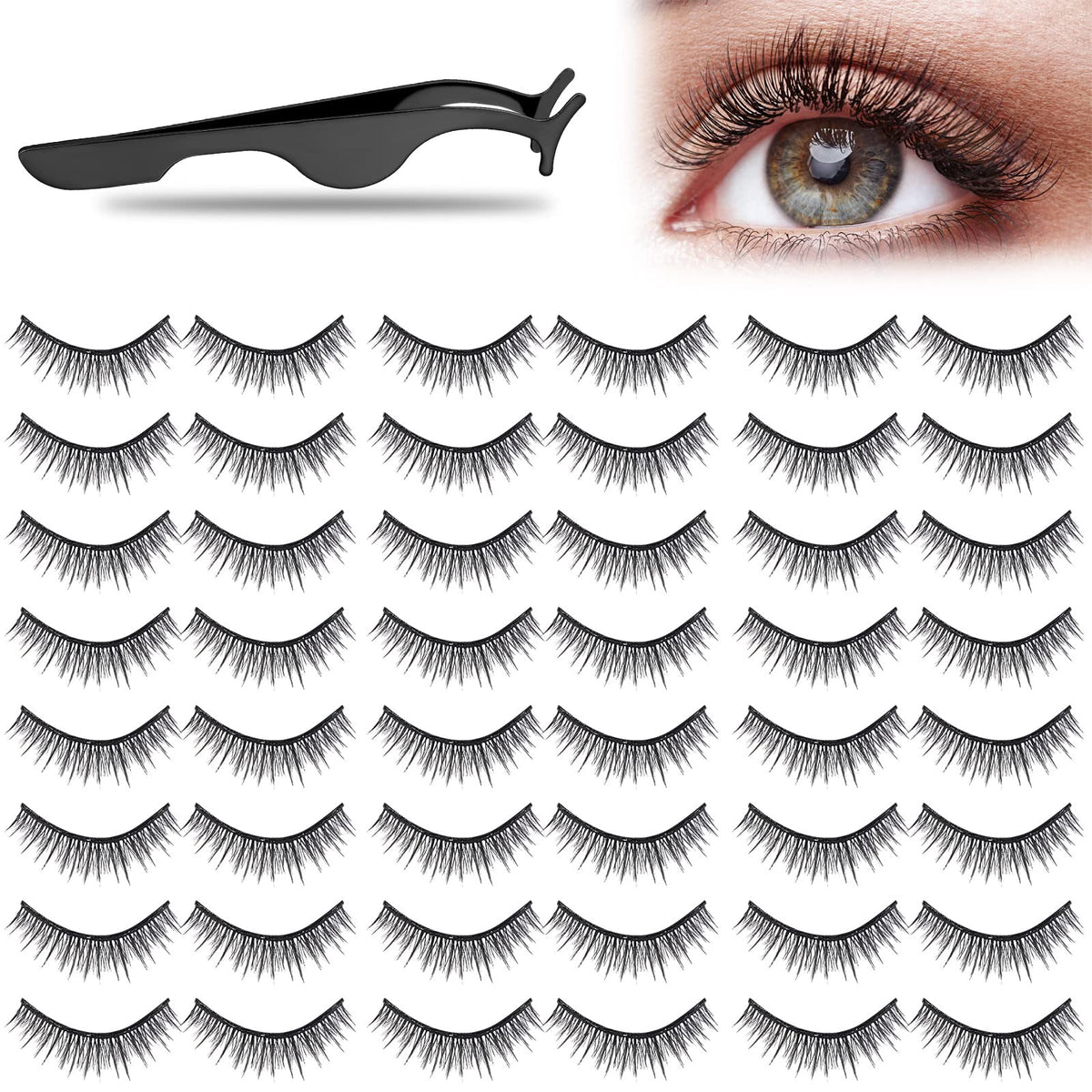 Nuogo natural-style eyelashes closeup showing a seamless blend.