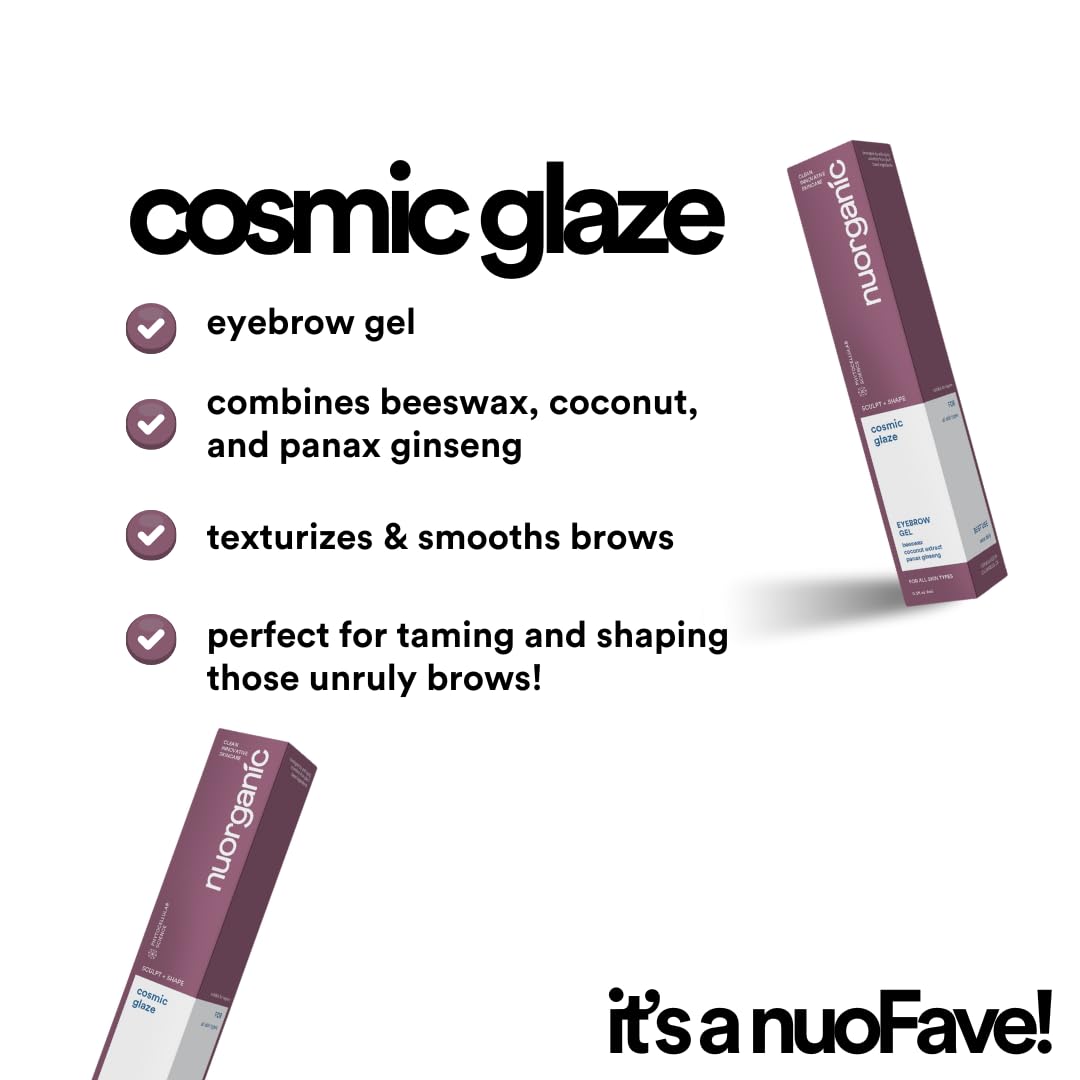 NuOrganic Brow Gel Clear application in use on brows for natural hold.