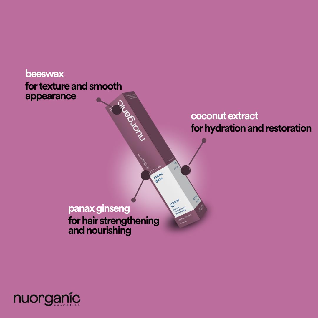 NuOrganic Brow Gel Clear brush enables precise, clean brow application.