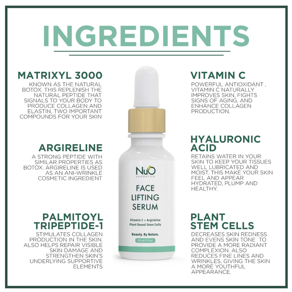 NuOrganic Face Lifting Serum dropper applying product for even absorption