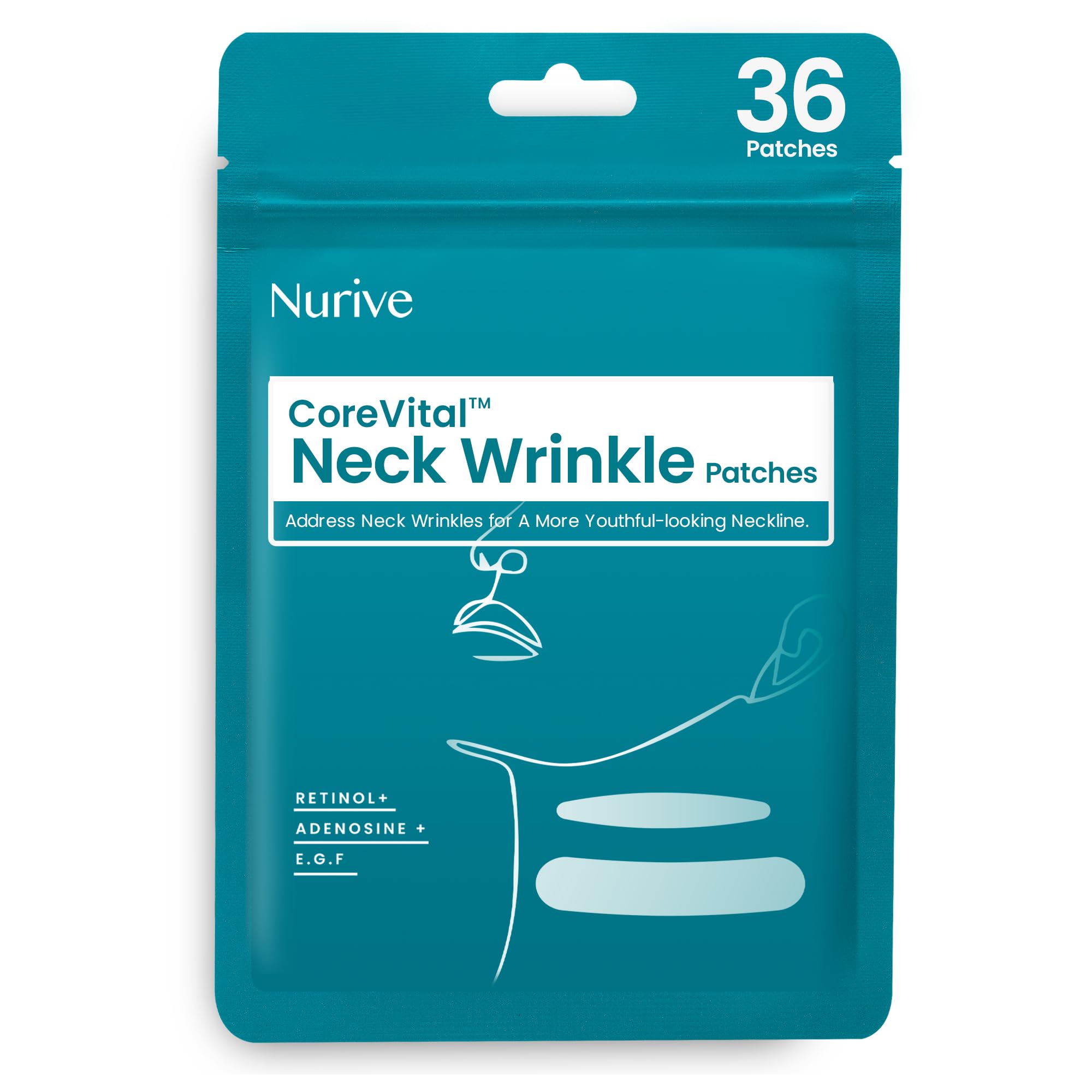 NURIVE Advanced Wrinkle Patches packaging for overnight smoothing and convenience.