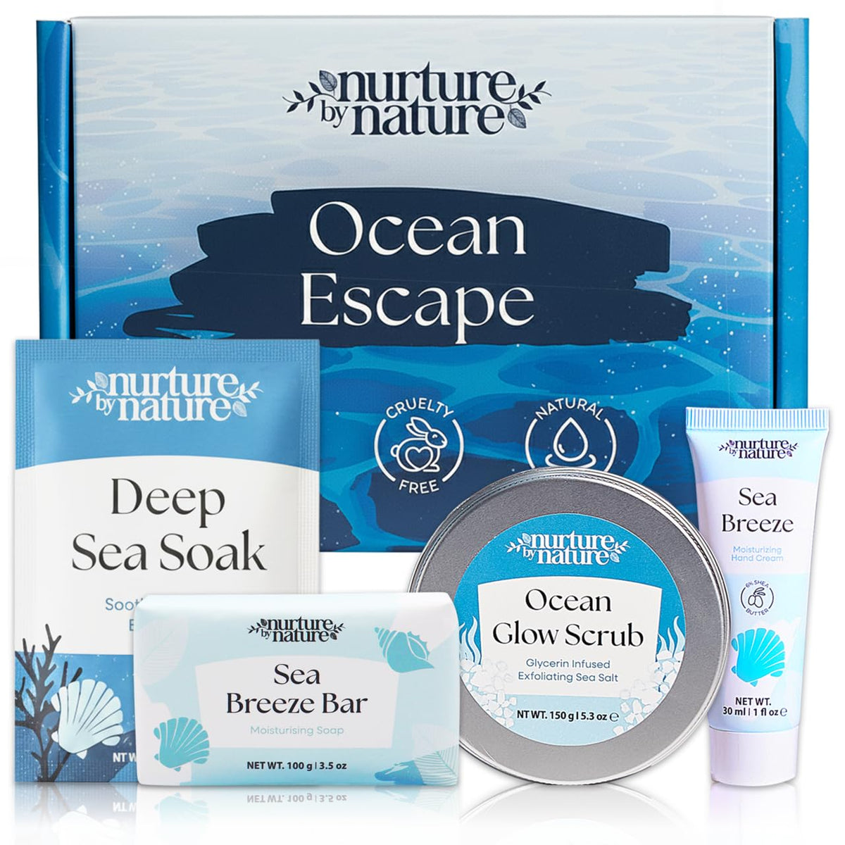 Nurture by Nature Ocean Escape body scrub for hydrating exfoliation