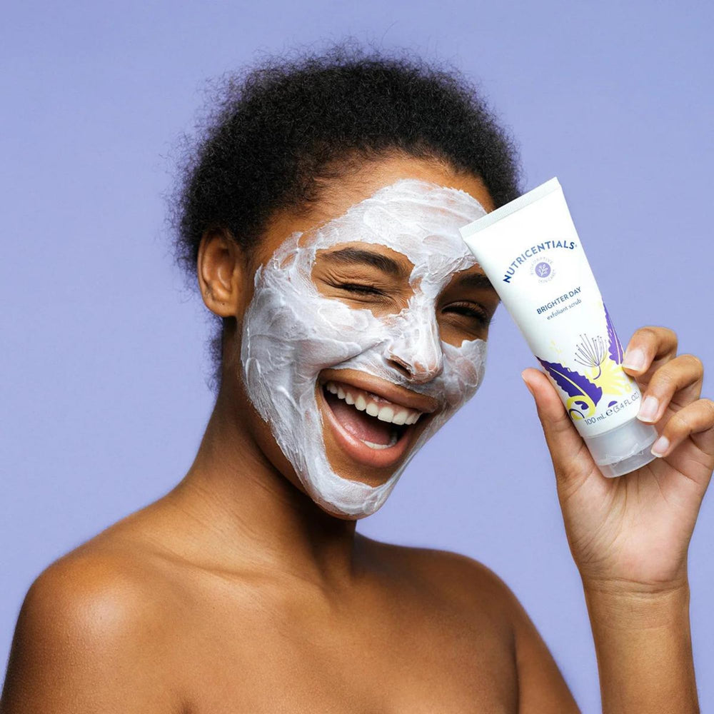 Nu Skin Brighter Day Exfoliant Scrub tube packaging for easy, hygienic use.